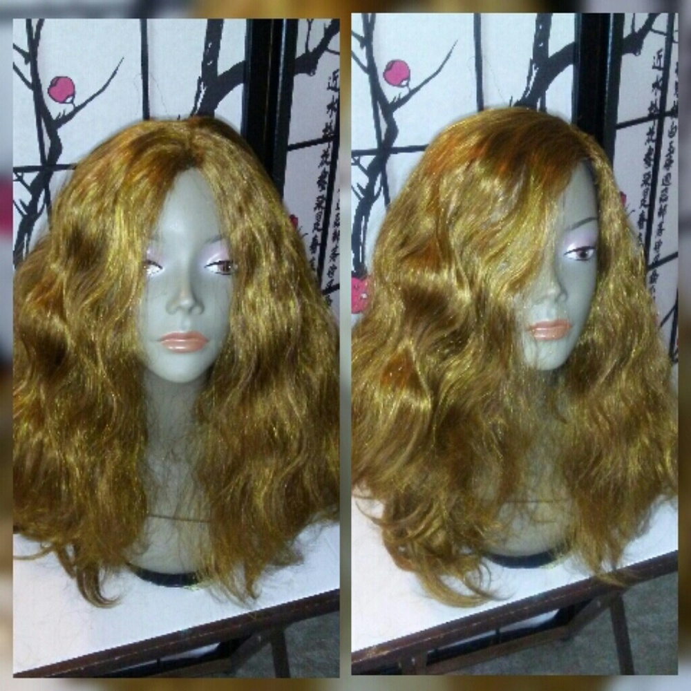 #27 blonde human blend wavy hair wig